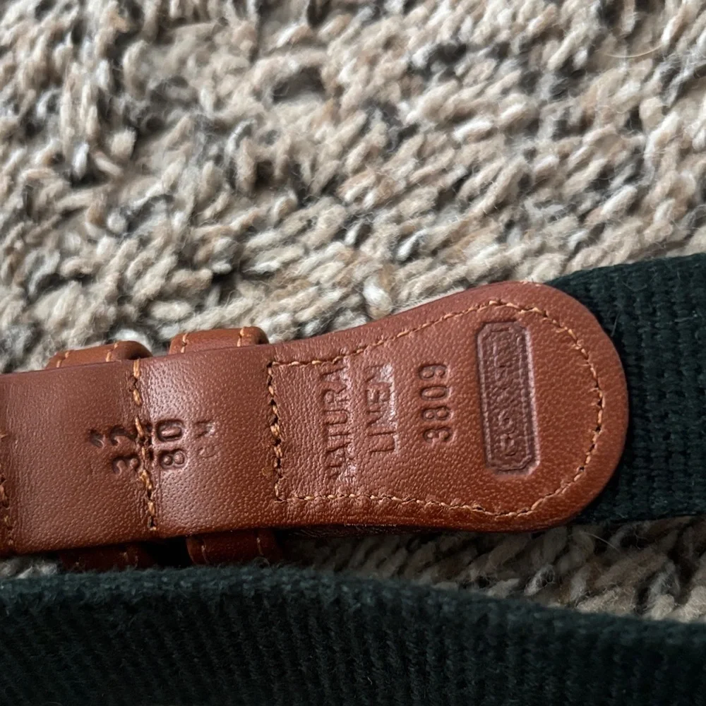 Vintage 1980s Coach Forest Green and Brown Women's Linen Belt